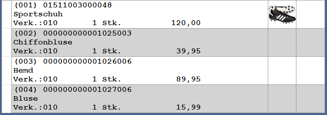 2. Verkaufspositionen im Beleg