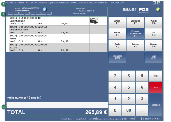 Darstellung von Positionen im Beleg (Übersicht)